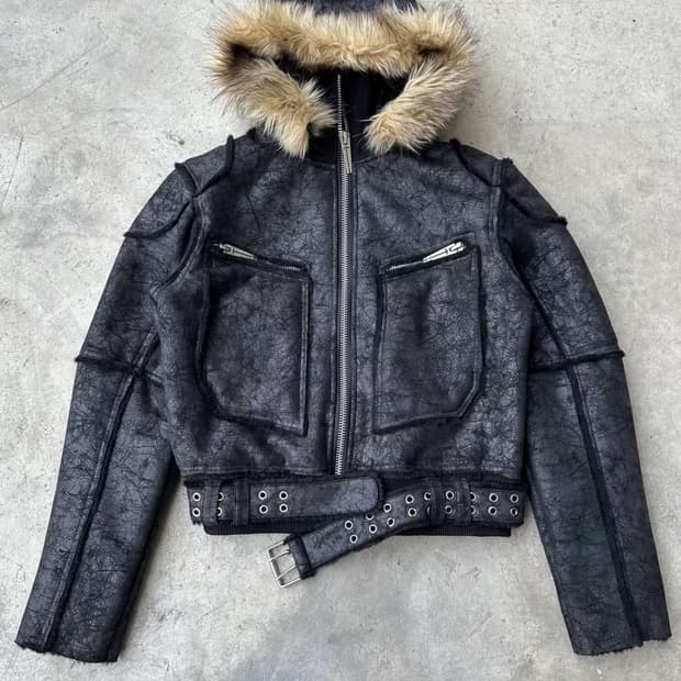 Distressed Faux Leather Jacket