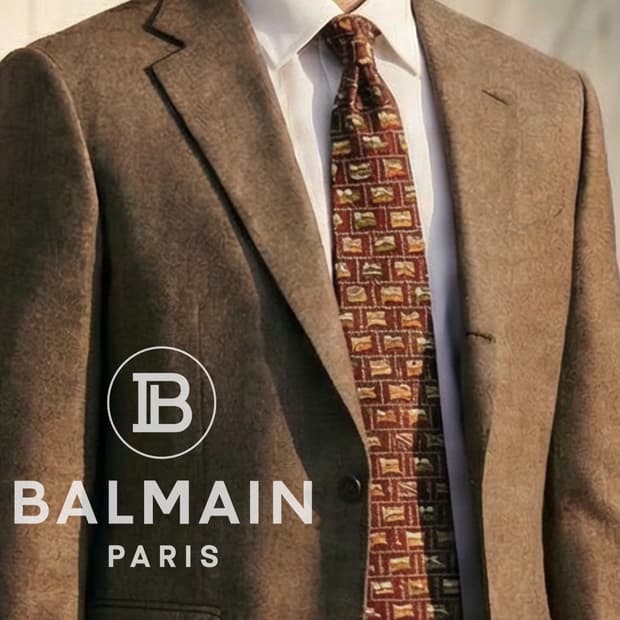 발망 실크 브라운 국기 패턴 넥타이 9.6cm A+등급 A18285
