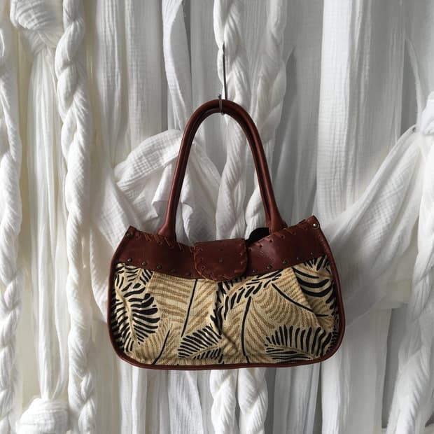 fabric leather layered bag