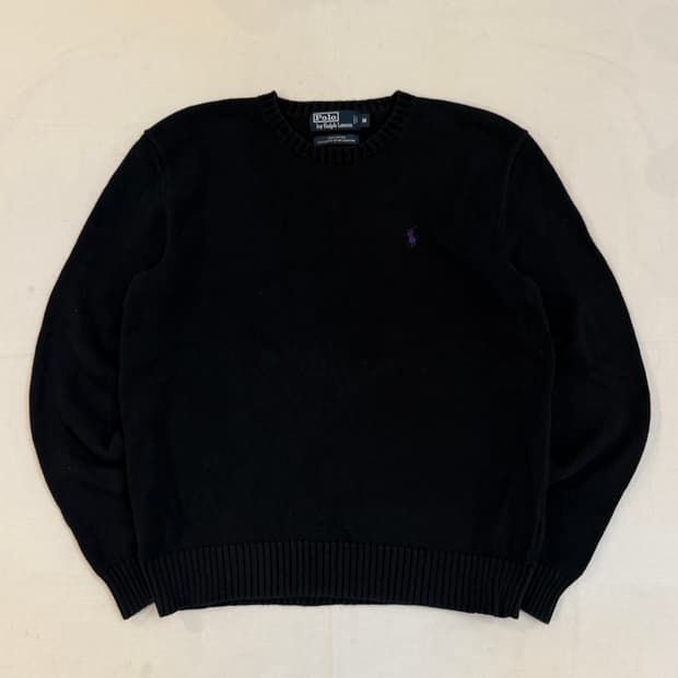 폴로 랄프로렌 라운드넥 코튼 니트 블랙