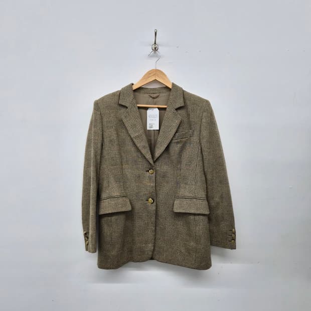 로로피아나 체크 패턴 브라운 자켓 남성 L