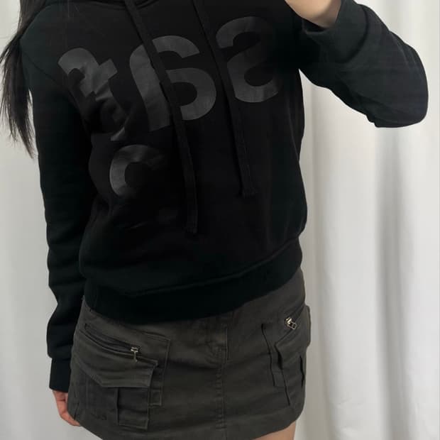 사파리스팟 1/2 블랙 후드티