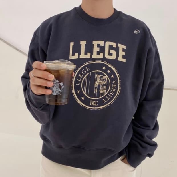 렉토 LLEGE 네이비 맨투맨(남성프리사이즈)