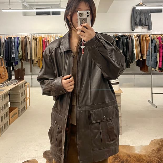 VTG leather padding coat 빈티지 레더 패딩 코트