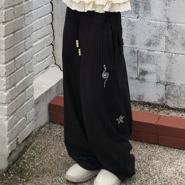 [1] 엑스톤즈 슈팅 스타 스트라이프 벌룬 팬츠 블랙 바지