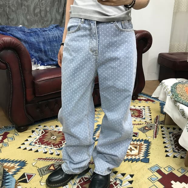 빈티지 여성 도트 데님팬츠(Z1045)