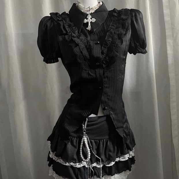 Goth blouse 고스 공겜여주 블라우스
