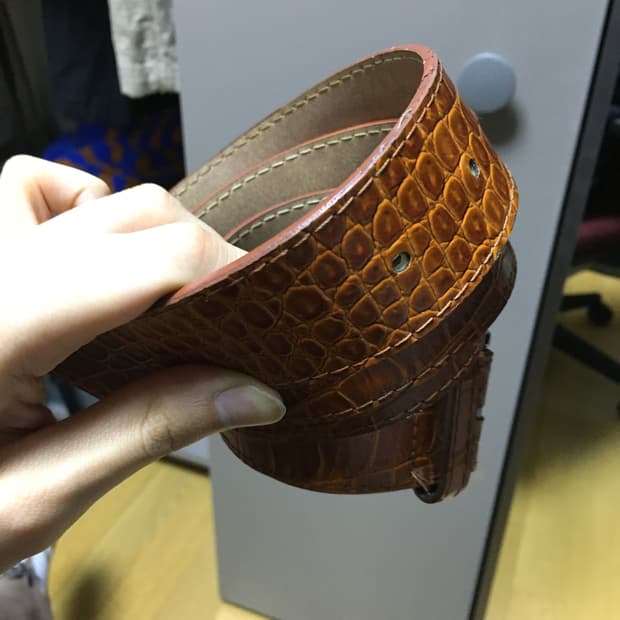 꼼데가르송 옴므 악어가죽 스퀘어 벨트 