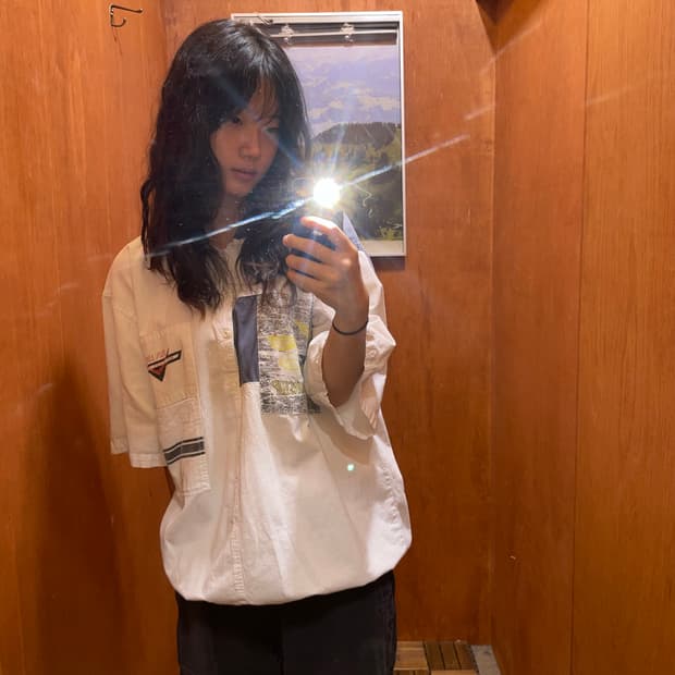 (Free) 90-00's patchwork racing shirt 반팔