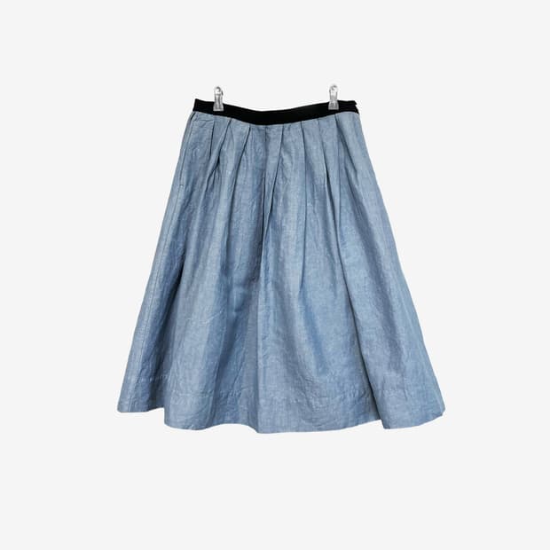 Linen Flare Skirt - Light Blue