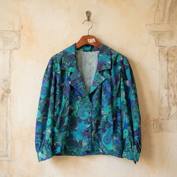 US 레트로 플라워패턴 블라우스