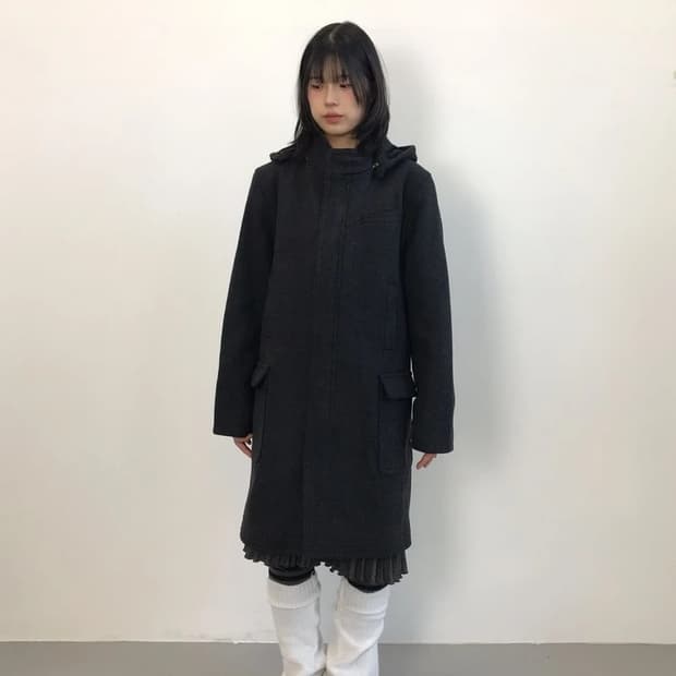 GAP Wool Blend Hooded Coat