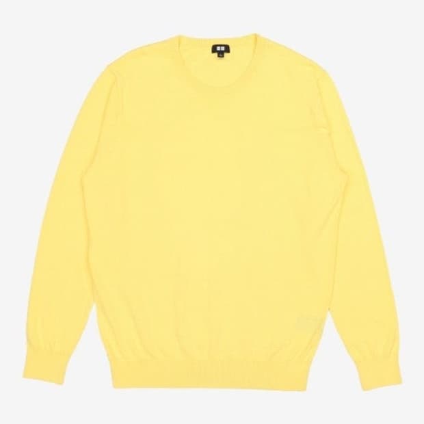 새상품급 L) 유니클로 코튼니트 옐로우