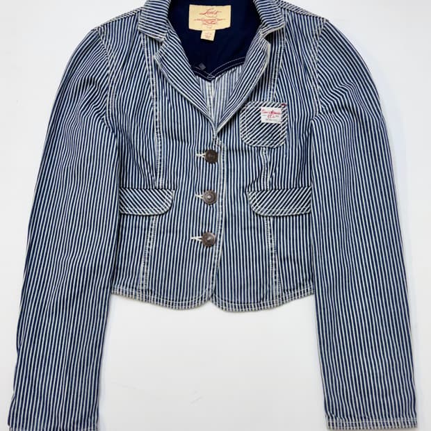 Levis 리바이스 스트라이프 크롭 데님 워크 자켓