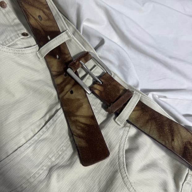 빈티지 블리치 스웨이드 레더 벨트