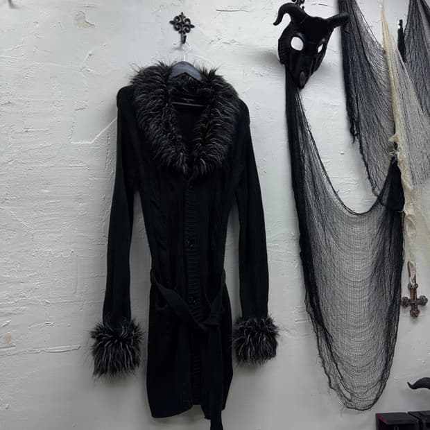 Unknown 00s vkei trimming fur cardigan
