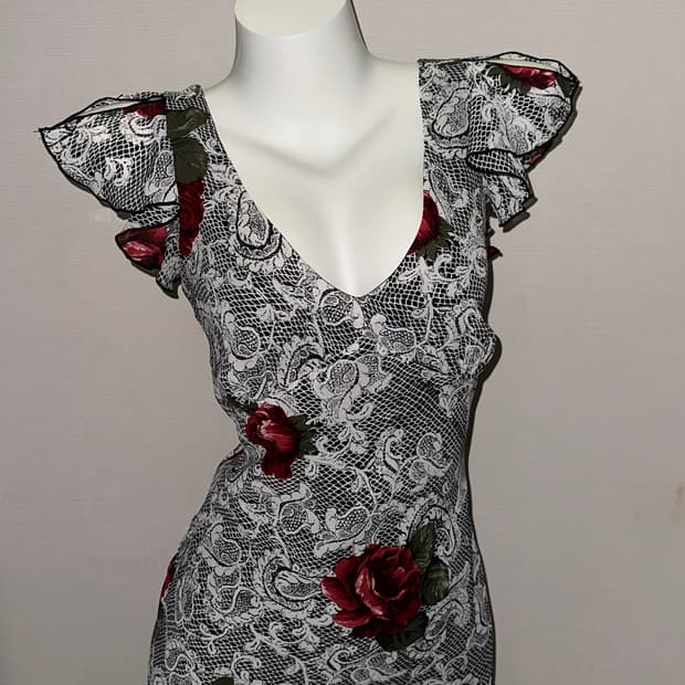 빈티지 고스 로즈 롱 원피스 