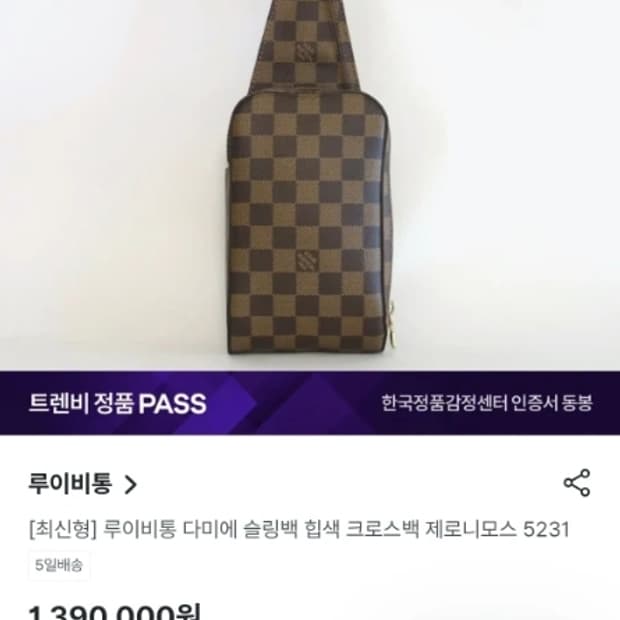 루이비통 제로니모스 다미에 힙색