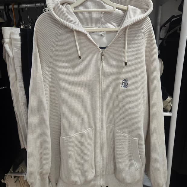 브루넬로 쿠치넬리 코튼 리브 리브드 트레이닝 니트 집업 후드 판매합니다 