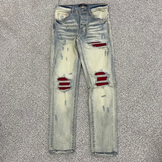 아미리 블루워싱 앤 래드패치 데님팬츠 0105HS1 