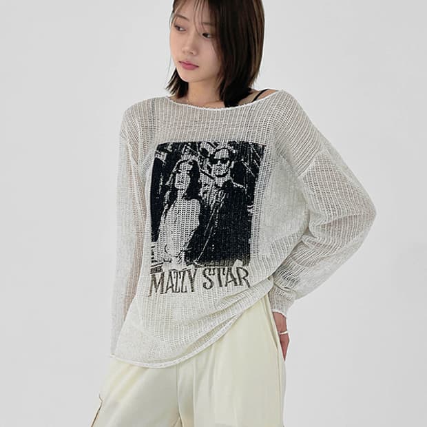 매지스타) 빈티지무드 네트 커버업 시스루 니트