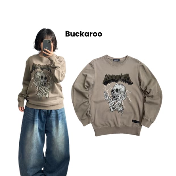 버커루 스컬 해골 메탈리카맛 그런지 맨투맨