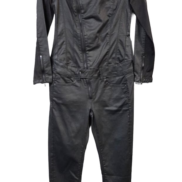 G-STAR 블랙 라이더 스타일 점프수트(S)스판