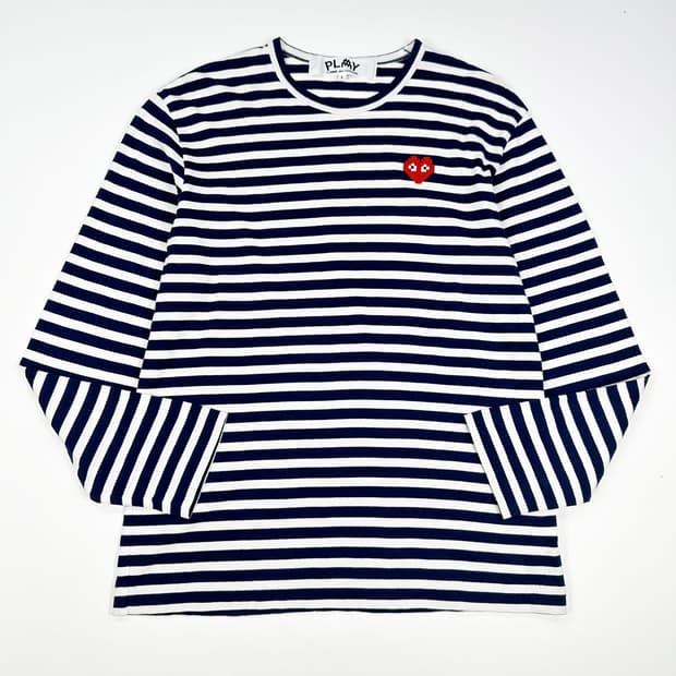 꼼데가르송 x 인베이더 픽셀 와펜 스트라이프 롱슬리브 L