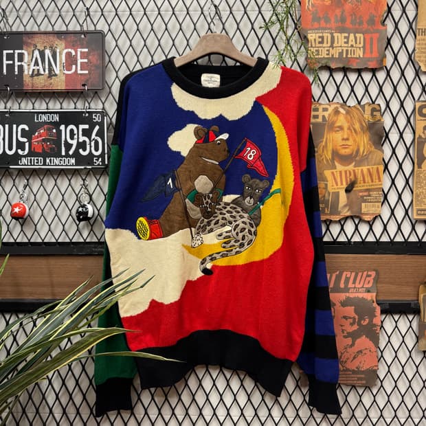 00s 까스텔바작 스포츠 전면 애니멀 골프 그래픽 포인트 레드 블랙