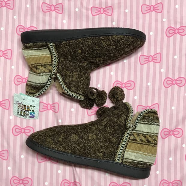 무크룩스 브라운 니트 폼폼 부츠 히피신발 모리신발