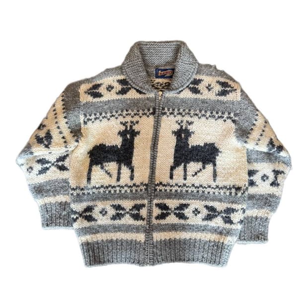90-00s Machope deer pattern wool cowhich