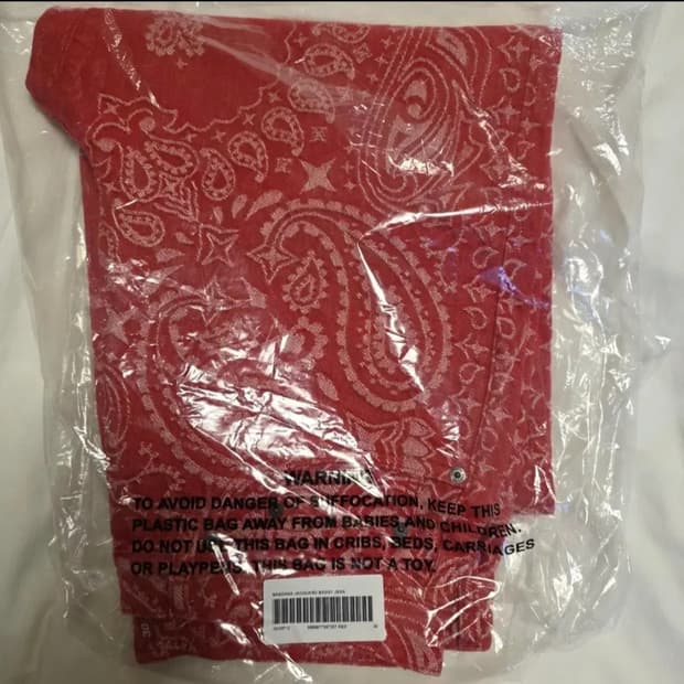 슈프림 반다나 자카드 배기진 레드