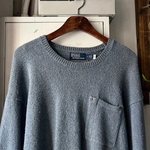 [M]폴로 랄프로렌 매장판 싱글포켓 블루 니트