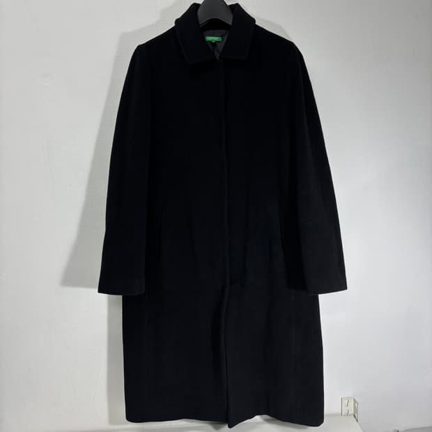 우먼M 유나이티드 베네통 블랙 울 싱글롱코트
