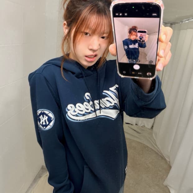 MLB 양키스 자수 네이비 후드티