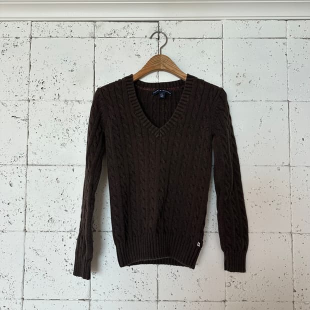 우먼XS 타미힐피거 코튼 니트 브라운