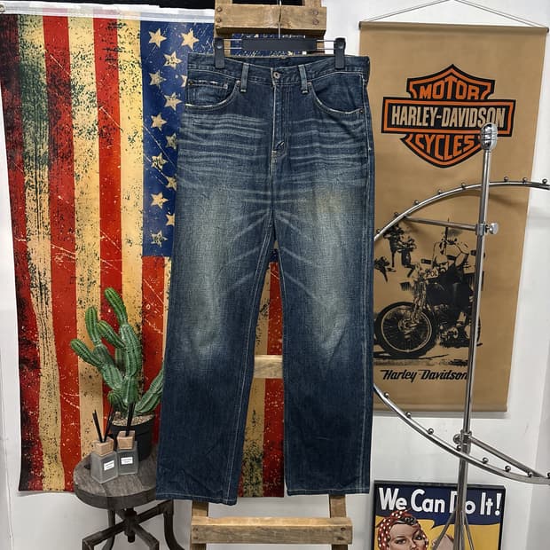 00s 리바이스 502 슬림스트레이트 샌드워싱 데님팬츠 캣브러쉬 N663