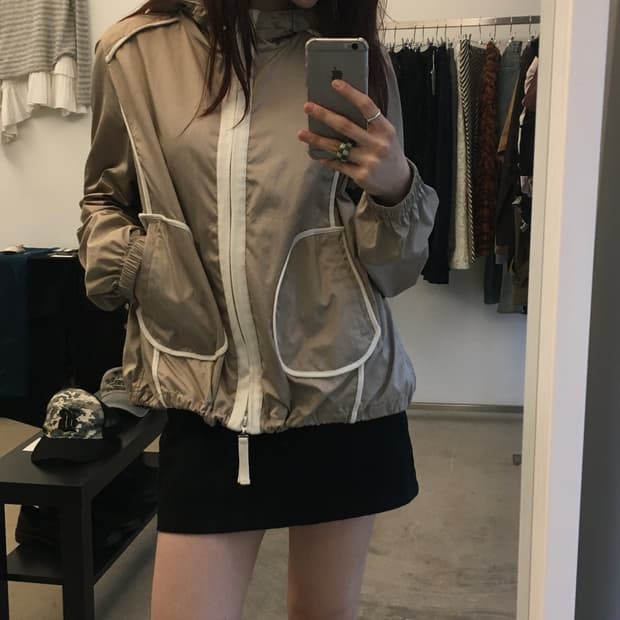 빈티지 후드 투웨이 윈드브레이커