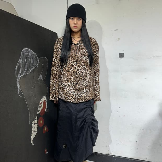 Jpn 일본빈티지 레오파드 호피 오버핏 셔츠 자켓 L 