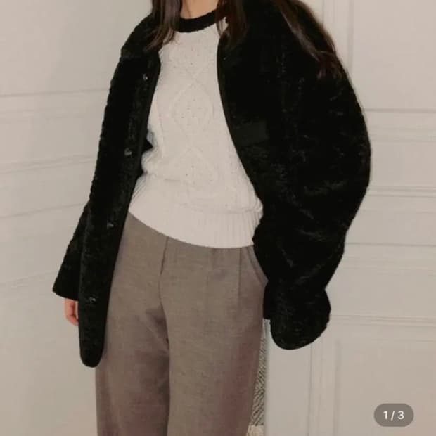 앤니즈 리버시블 시어링 자켓 무스탕 블랙m