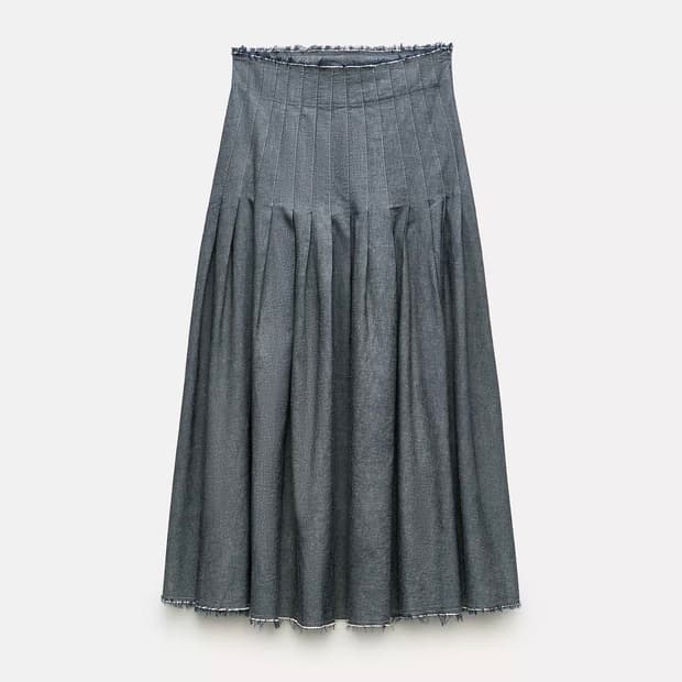 자라 플리츠 미디 스커트