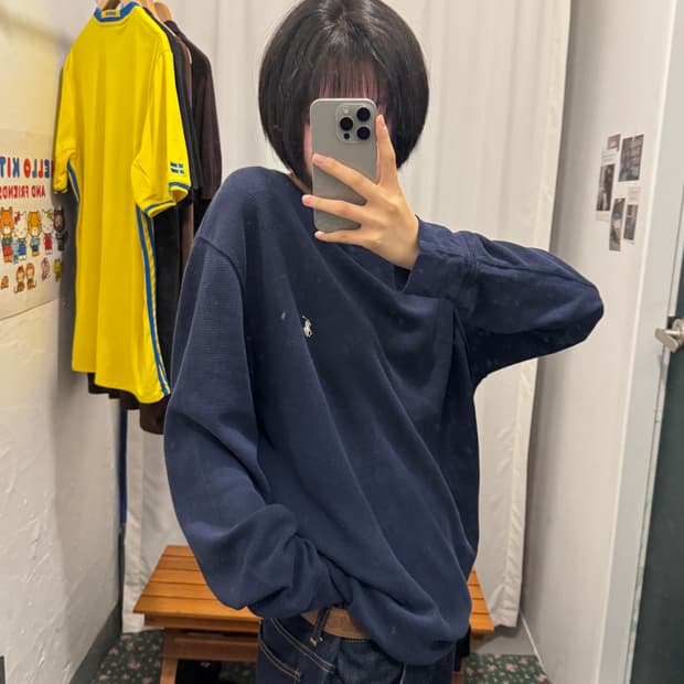 폴로 랄프로렌 네이비 와플 티셔츠