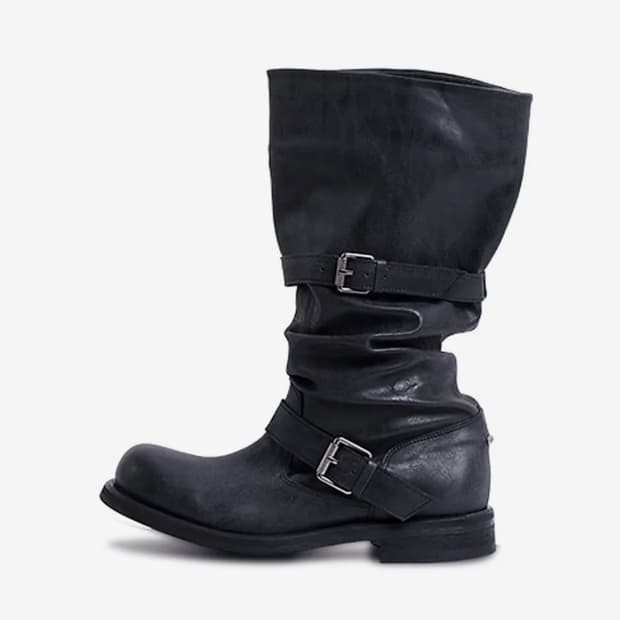 네거티브쓰리_Slouchy Long Boot_Washed Black