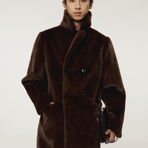 렉토 25FW 그랜마 폭스 퍼 더블 코트 빈티지 브라운