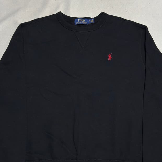 L 폴로랄프로렌 블랙 기모 맨투맨