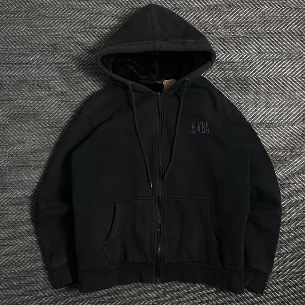 NBA 자수로고 양털 후드집업 블랙o 4772