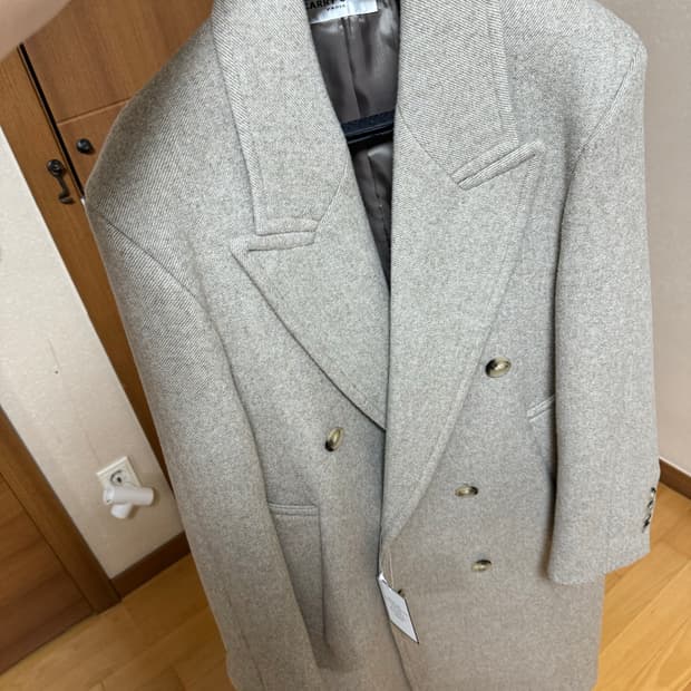 듀드나인 / 캐리오버 더블 브레스티드 코트, 멜란지 베이지 / M