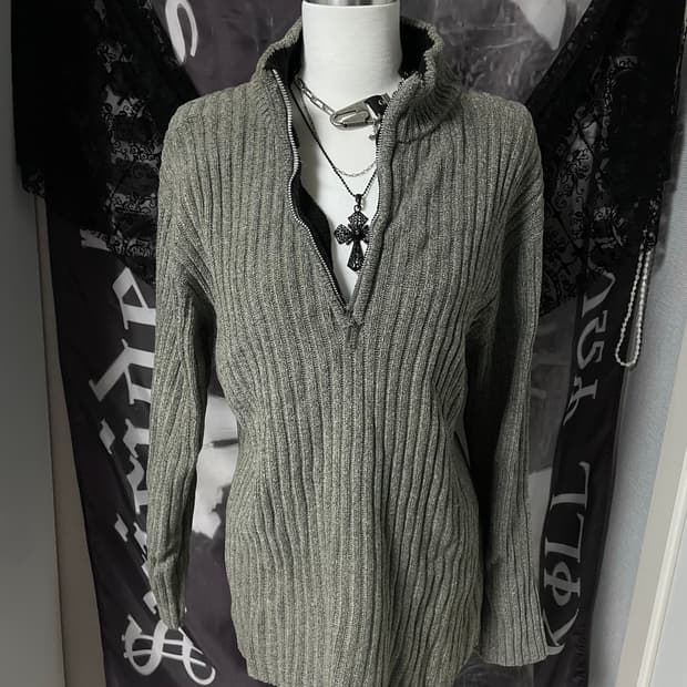 Vtg Half Zip-up Long Sleeve Knit 유니섹스