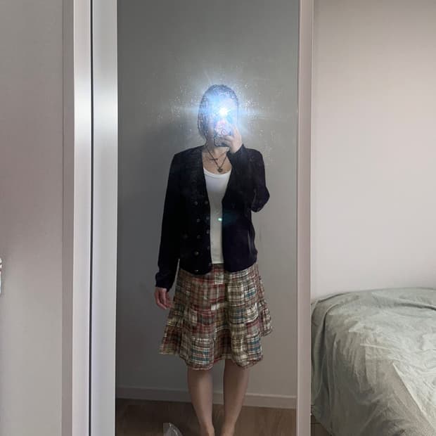 빈티지 자주 보라색 투웨이 가디건