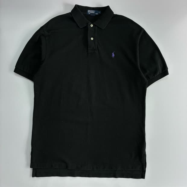 Polo  폴로 랄프로렌 90,s 자수 코튼 카라 블랙 반팔티셔츠